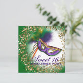 Invitation Masque de plumes Purple Sweet 16 Masquerade Party (Debout devant)