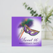 Invitation Masque de plumes Purple Sweet 16 Masquerade Party (Debout devant)