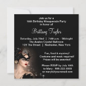 Invitation Masque de plumes Tiara Sweet 16 Masquerade Party (Dos)