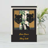 Invitation Masque de Puma Noir Mariage d'amour de chat domest (Debout devant)