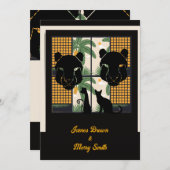 Invitation Masque de Puma Noir Mariage d'amour de chat domest (Devant / Derrière)