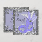 Invitation Masque de soirée élégant lavande violet (Devant / Derrière)
