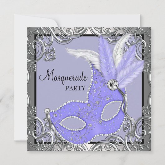 Invitation Masque de soirée élégant lavande violet (Devant)