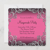 Invitation Masque de soirée rose noir (Dos)