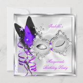 Invitation Masque de soirée Violet Argent Noir Masque 2 (Devant)