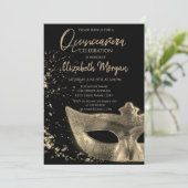 Invitation Masque Doré,Confettis Quinceañera (Debout devant)