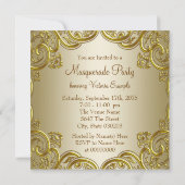 Invitation Masque élégant en or rose pour soirée masquée (Dos)