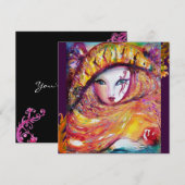 Invitation MASQUE EN JAUNE, FÊTE DE MARDI GRAS noir violet ro (Devant / Derrière)