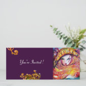 Invitation MASQUE EN JAUNE, FÊTE DE MARDI GRAS noir violet ro (Debout devant)