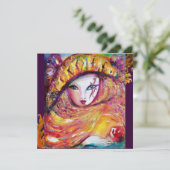 Invitation MASQUE EN JAUNE, FÊTE DE MARDI GRAS violet rouge p (Debout devant)