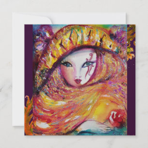 Invitation MASQUE EN JAUNE, FÊTE DU MARDI GRAS champagne méta