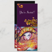 Invitation MASQUE EN JAUNE, MARDI GRAS PARTY noir violet roug (Devant / Derrière)