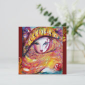 Invitation MASQUE EN JAUNE MARDI GRAS PARTY Vibrant Gold Red (Debout devant)