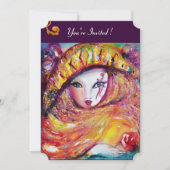 Invitation MASQUE EN JAUNE, MARDI GRAS PARTY violet violet ro (Devant)