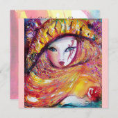 Invitation MASQUE EN JAUNE Masques de Carnaval Fête de Mascar (Devant / Derrière)