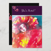 INVITATION MASQUE EN ROUGE 2 / SOIREE MARDI GRAS MASQUERADE (Devant / Derrière)