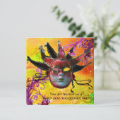 Invitation MASQUE JESTER NOIR ET ROUGE, Fête Masquerade (Debout devant)