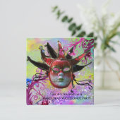 Invitation MASQUE JESTER NOIR ET ROUGE, Fête Masquerade (Debout devant)