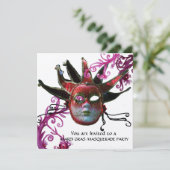 Invitation MASQUE JESTER NOIR ET ROUGE, Fête Masquerade Argen (Debout devant)