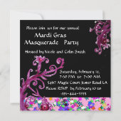 Invitation MASQUE JESTER ROUGE NOIR, Fête Mascarade, Noir (Dos)