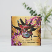 Invitation MASQUE JESTER ROUGE NOIR, Fête Mascarade Parchemin (Debout devant)