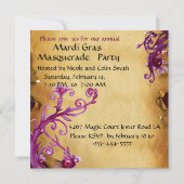 Invitation MASQUE JESTER ROUGE NOIR, Fête Mascarade Parchemin (Dos)