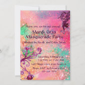 Invitation MASQUE JESTER ROUGE NOIR, Fête Mascarade rose (Dos)