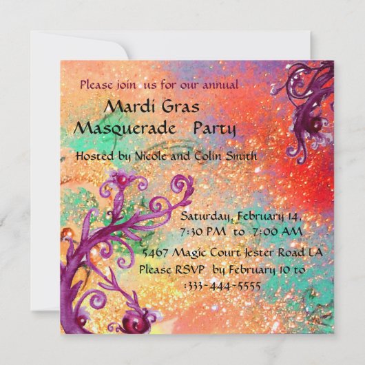 Invitation MASQUE JESTER ROUGE NOIR, JESTER Masquerade (Dos)