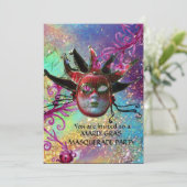 Invitation MASQUE JESTER ROUGE NOIR Masquerade Party Blue Arg (Debout devant)