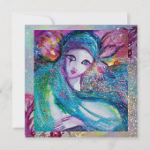 Invitation MASQUE LADY BLUE Élégant Mariage Bal de Masques (Devant)