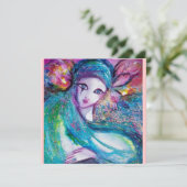 Invitation MASQUE LADY BLUE Fête Mascarade Rose Turquoise Inv (Debout devant)