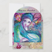 Invitation MASQUE LADY BLUE Fête Masquée Floral Swirls (Devant)