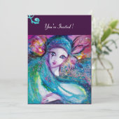 Invitation MASQUE LADY BLUE Soirée Mascarade, Rose Bleu Canar (Debout devant)