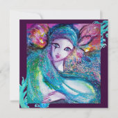 Invitation MASQUE LADY BLUE Soirée Mascarade, sarcelle noir v (Devant)