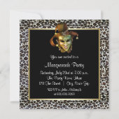 Invitation Masque léopard Black et Gold Masquerade Party (Dos)