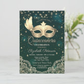 Invitation Masque, Lumières à cordes, Dentelles, Étoiles Gree (Debout devant)