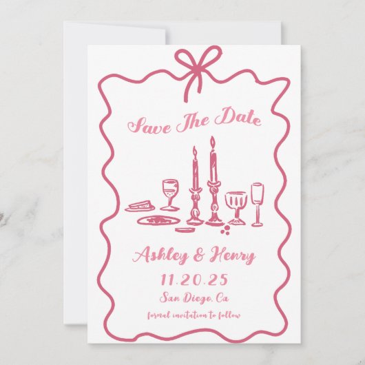 Invitation Masque Mains Levées À La Main Glissée Mariage Bow  (Devant)