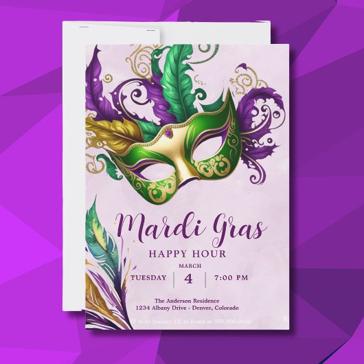 Invitation Masque Mardi Gras
