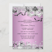Invitation Masque Mascarade en argent Lilac Sparkas Quinceane (Dos)