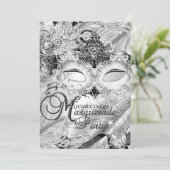 Invitation Masque Mascarade Mascarade Mascaré en argent Quinc (Debout devant)