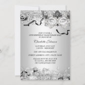 Invitation Masque Mascarade Mascarade Mascaré en argent Quinc (Dos)