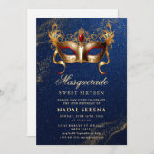 Invitation masque masqué or (Devant / Derrière)