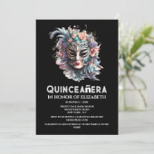 Invitation Masque masqué turquoise pourpre quinceanera annive (Debout devant)