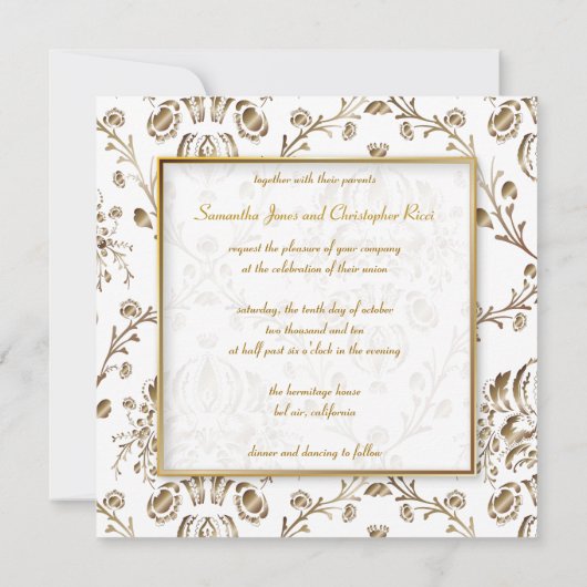 Invitation Masque monographique faux cuivre/blanc (Dos)