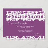 Invitation masque monster {halloween party invitation} (Devant / Derrière)