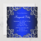 Invitation Masque noir Fête de masques Royal Blue (Dos)