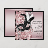 Invitation Masque noir rose Bal masqué rose noir (Devant / Derrière)