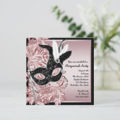 Invitation Masque noir rose Bal masqué rose noir (Debout devant)