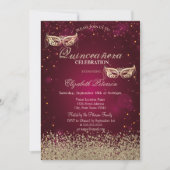 Invitation Masque or Diamants Masque Rouge Quinceañera (Devant)