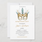 Invitation Masque or et blanc Masquerade fête Anniversaire (Devant)
